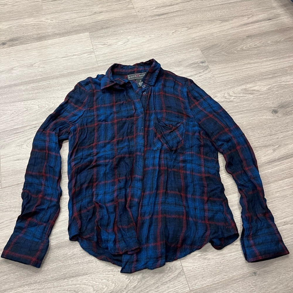 Polly & Esther Blue Casual Button Down Shirt
